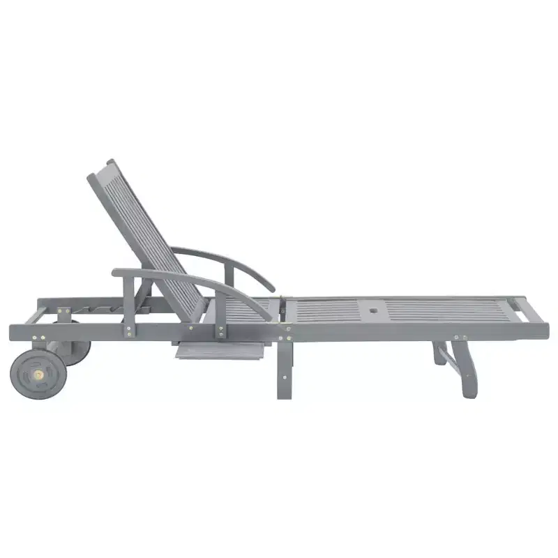 vidaXL Sunlounger Grey Solid acacia wood Extra Long
