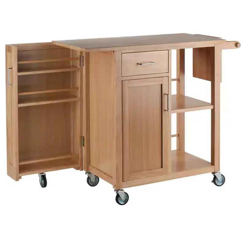 Douglas Kitchen Cart Natural - Winsome: Mobile Island with Storage & Towel Holder