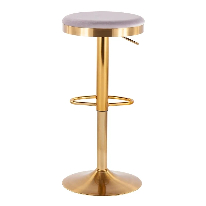 Set of 2 Counter Bar Stools | Gold Steel Frame | White Faux Leather | Adjustable Height