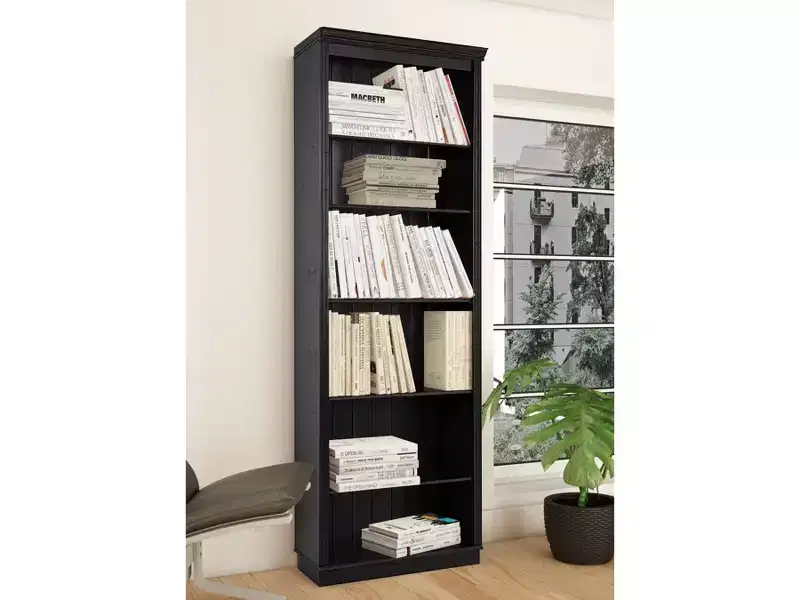 Solid Wood 6-Shelf Open Bookcase