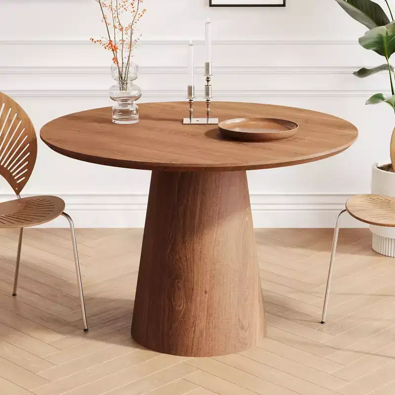 43.31 Round Dining Table, Modern Pedestal Dining Table, Leisure End Table for Living Room Dining Room Cafe Kitchen Small Space