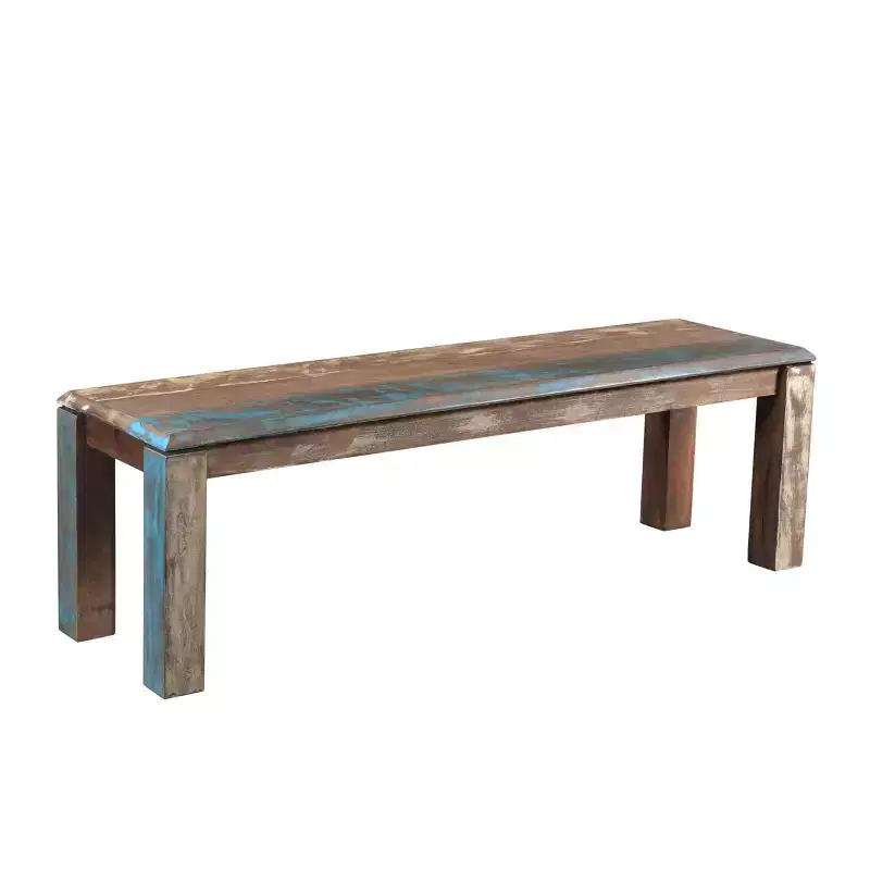 50" Old Reclaimed Wood Bench Brown - Timbergirl: Rustic Handmade Entryway Furniture, Solid Wood Grain Design, 3-Seater
