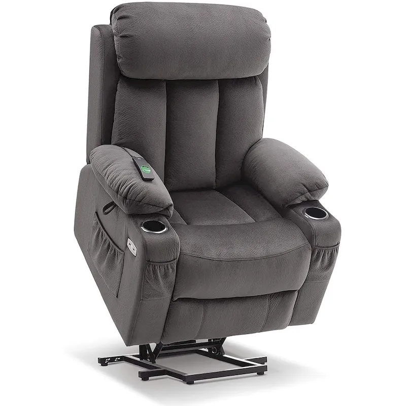 Large Power Lift Recliner with Extended Footrest for Big and Tall Elderly People, Hand Remote, Cup Holders, Fabric 7426