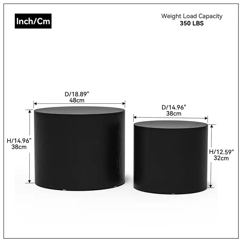 Nesting coffee table set of 2, modern round design with non-slip feetperfect accent or end tables for small spaces, living room, or bedroom