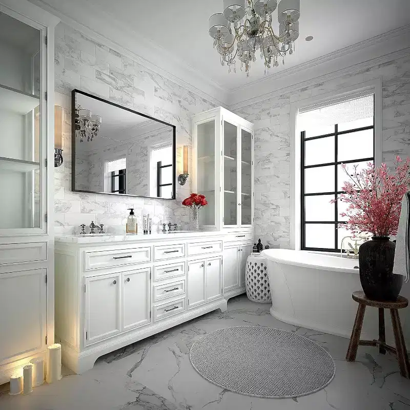 Acekool 40 x 30 Inch Wall Mounted Mirror, Rectangular Aluminum Alloy Frame Decorative Mirror for Bathroom, Living Room, Bedroom