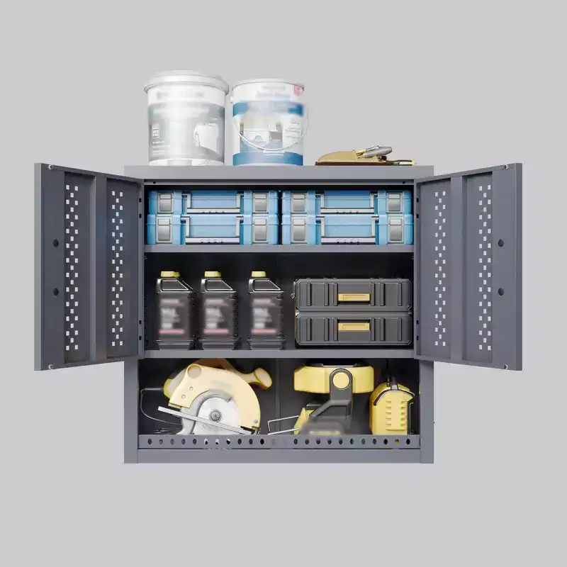 Metal Garage Cabinets with Doors, Wall-Mounted Storage Cabinets, Floating Tool Cabinets, Gray, for Basements, Kitchens, and Warehouses