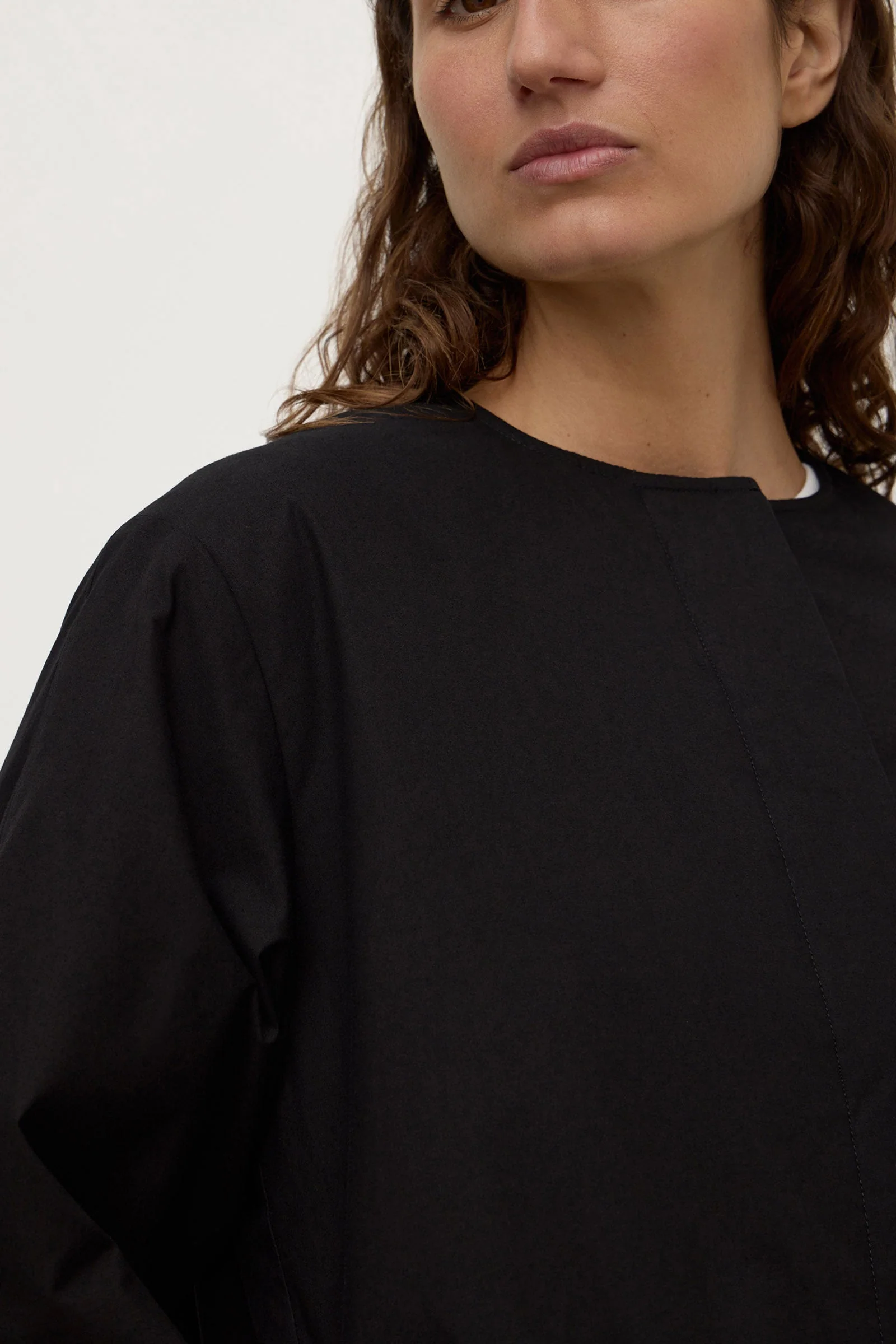Black Padded Cotton Bomber Jacket