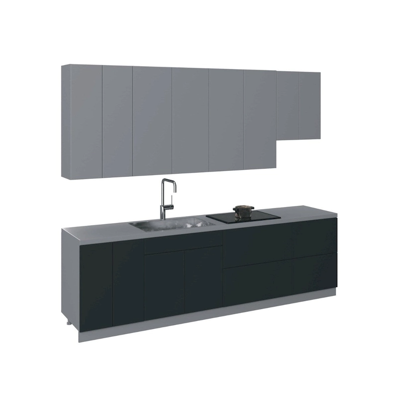 Kitchen Contemporary Collection Black & White Gloss Color Base Size 9.5Ft Wide - 114x24