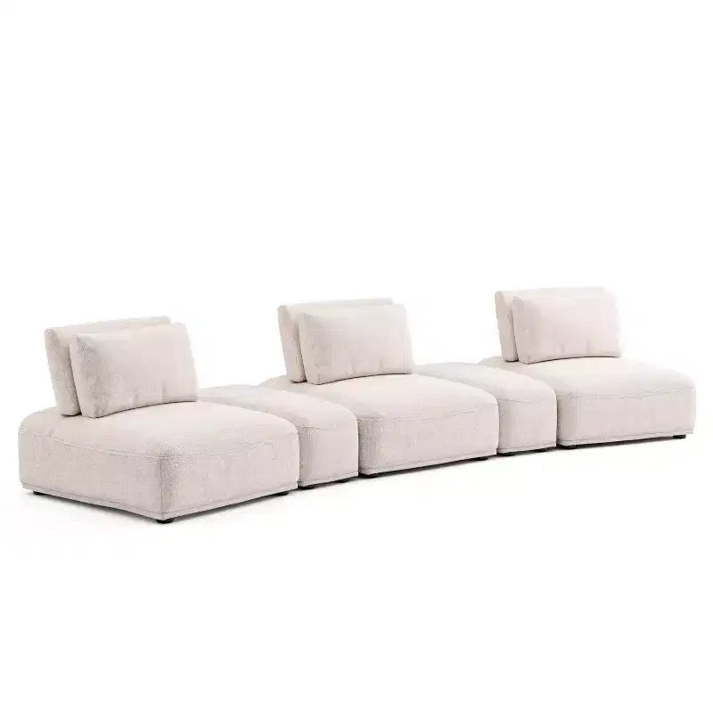 HOMES: Inside + Out 5pc Povoa 159" Modular Curved Sectional Sofa Modern Chenille with Extendable Backrest