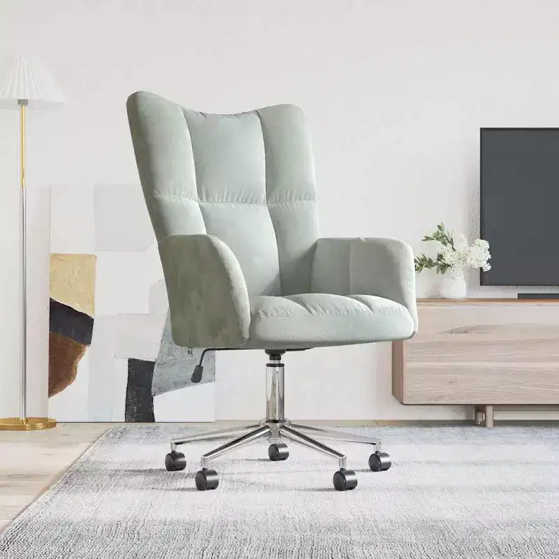 Relaxing Chair Light Gray Velvet