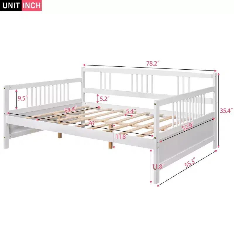 Bellemave Full Size Daybed with Support Legs, White