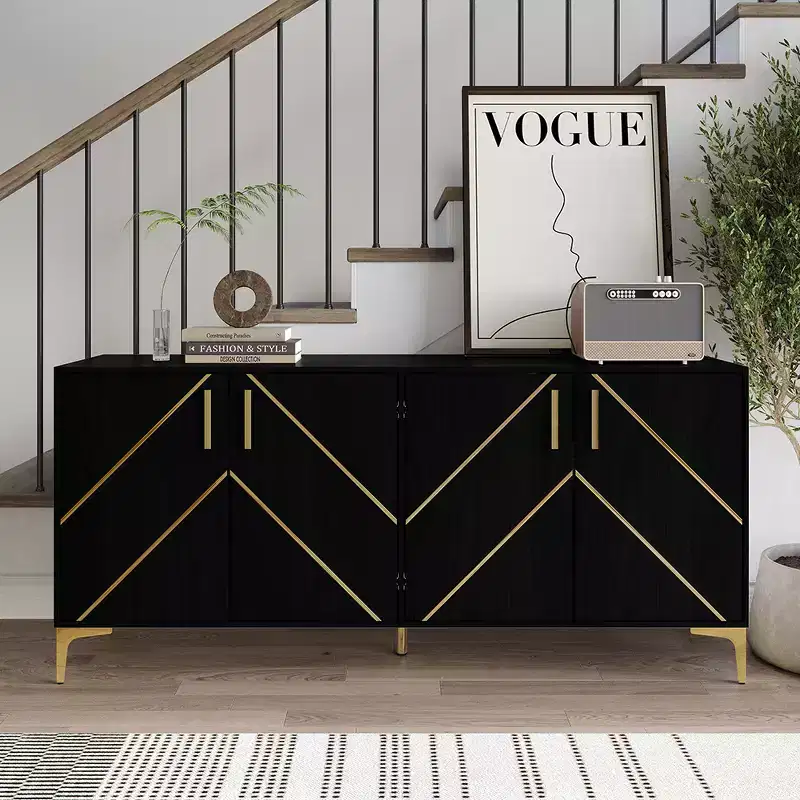 Modern Sideboard with Gold Accents