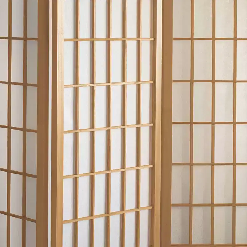 Oriental Furniture 6 ft. Tall Window Pane Shoji Screen - Natural (5 Panels): Hardwood Frame, No Assembly Required