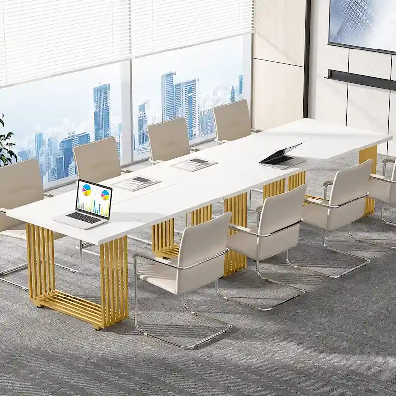 70.9 Inches Modern Office Desk Executive Desk with Gold Metal Legs