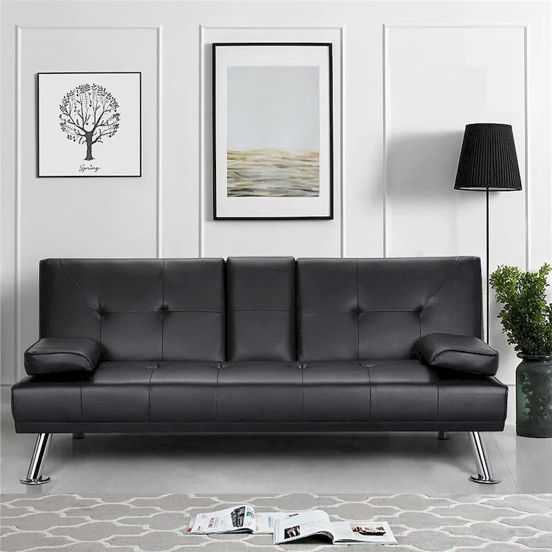 Faux Leather Futon Sofa Bed, Recliner, 3-Seater – Black / Brown / Grey / Espresso / White