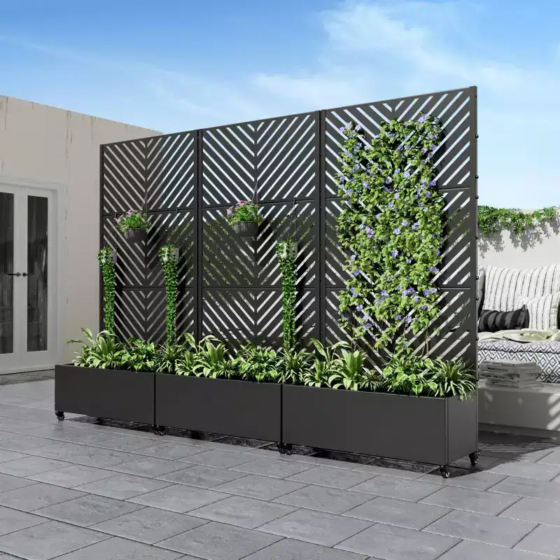 Planter Box with Black Iron Trellis, 47