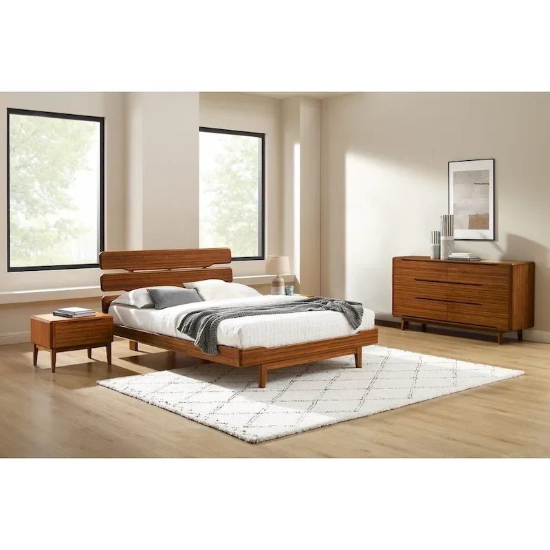 Dylan 4pc Queen Platform Bedroom Set with Dresser in Copper