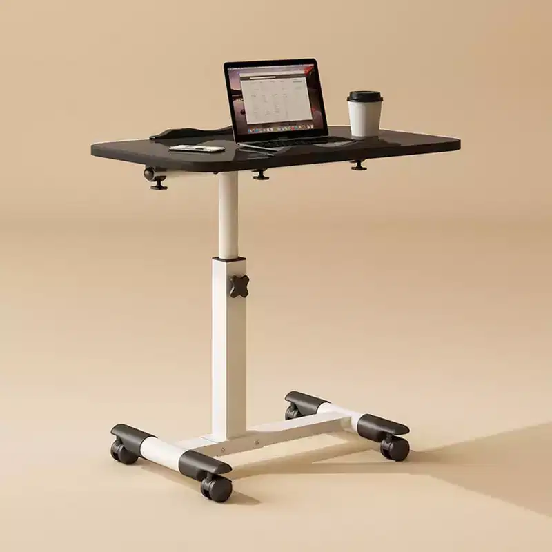 Adjustable Overbed Table with Wheels  Portable Foldable Laptop Desk (Height Adjustable) for Home Office & Workstation (1-Pack)