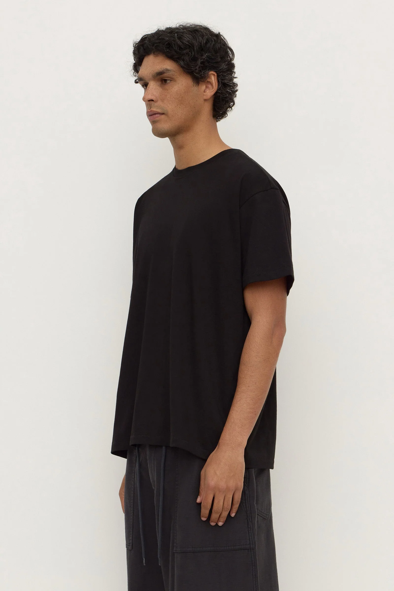True Black Cropped Cotton Tee