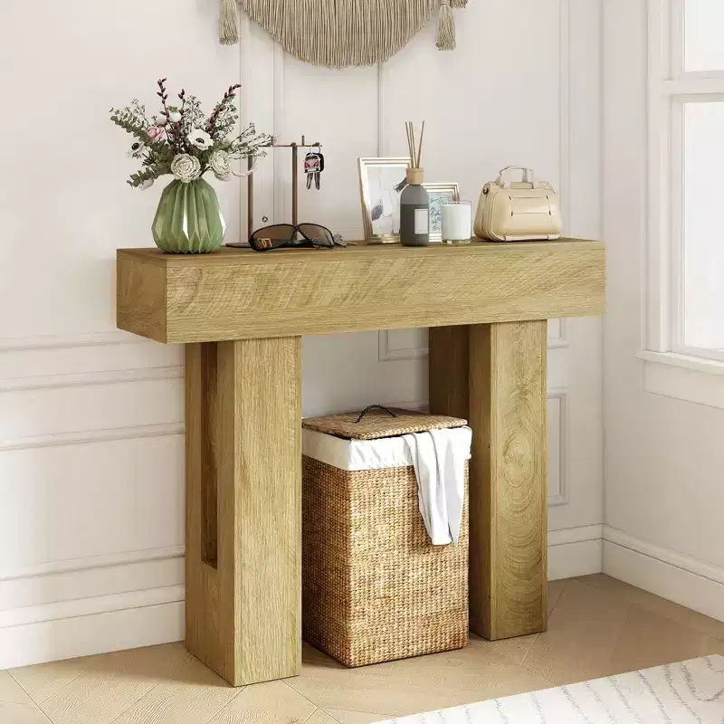 Narrow Farmhouse Console Table, Sofa Table for Living Room, Hallway, Entrance - Oak