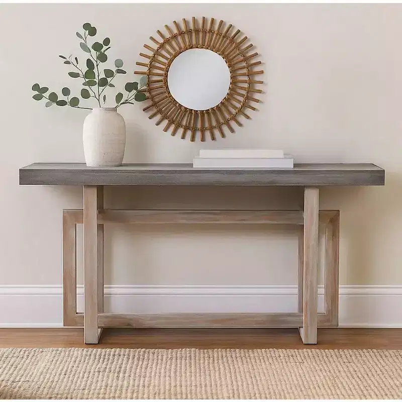 59 Inch Artisan Sideboard Console Table with Geometric Interlocked Base