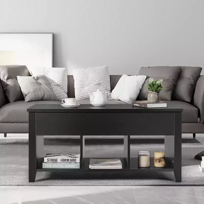 Lift Top Coffee Table w/ Storage Compartment Shelf Living Room Furniture Black