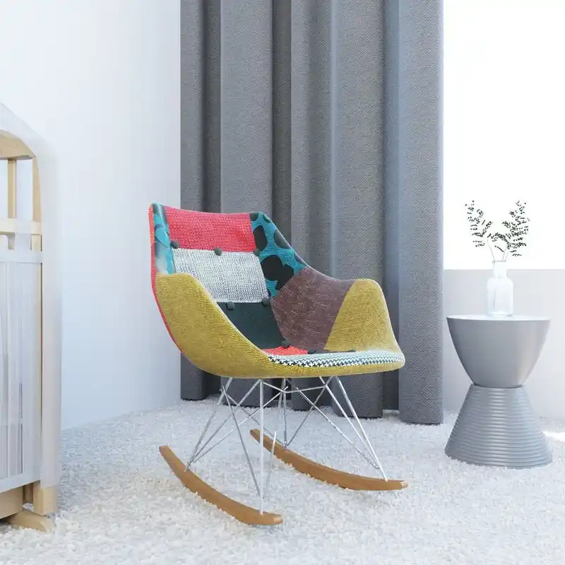 Polyester Upholstered Rocking Nursing Chair - Modern Accent Armchair for Home Living Room Bedroom