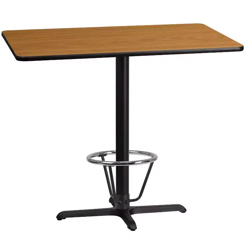 30x48 Rectangular Laminate Bar Table with 23.5x29.5 Foot Ring Base