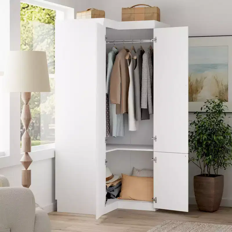 Famapy White Combo Armoire Modern Cloths Storage Cabinet