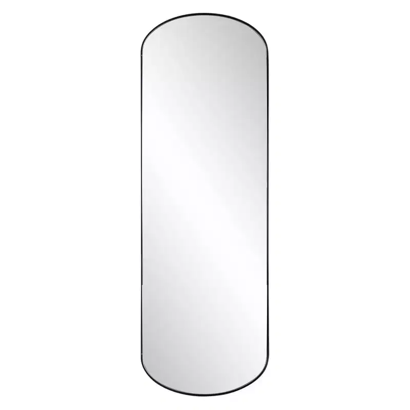 Howard Elliott 42"x14" Stainless Steel Framed Capsule Mirror Brushed Black