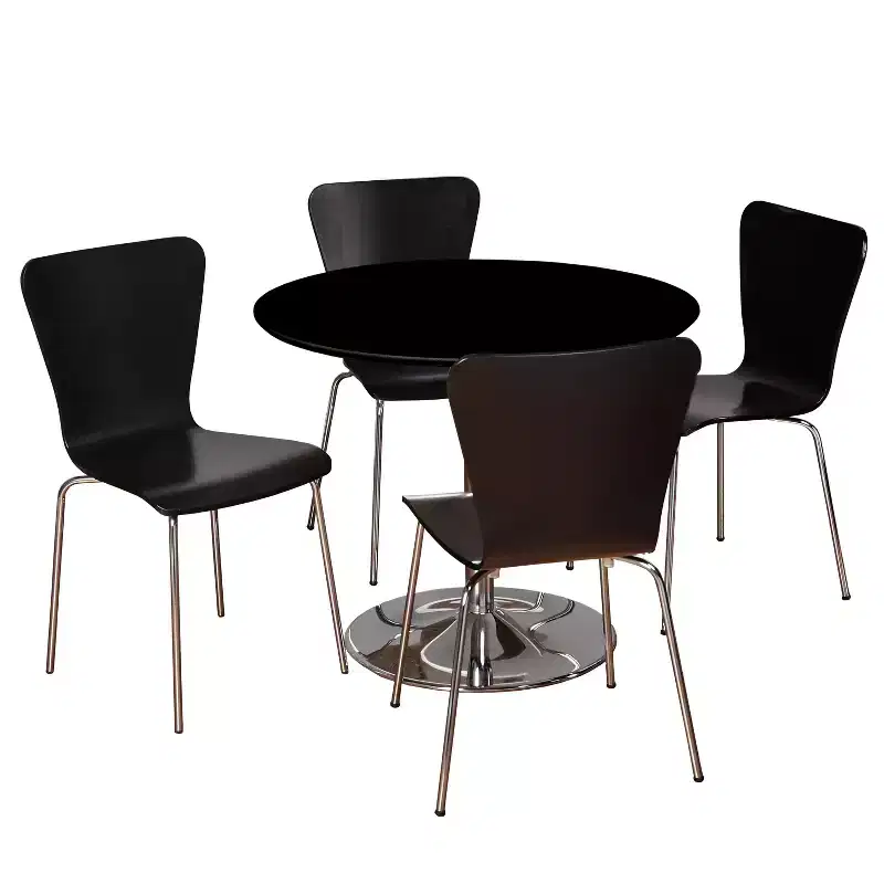 Buylateral 5pc Hillsboro Space Saving 35.4" Round Dining Set with Stackable Chairs Black
