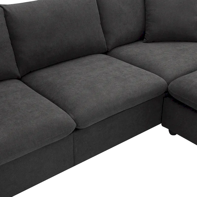 100.4 L-Shaped Polyester Sectional Sofa with 4-Seat Convertible Couch and Ottoman & Pocket Spring Cushions (300lb Capacity)