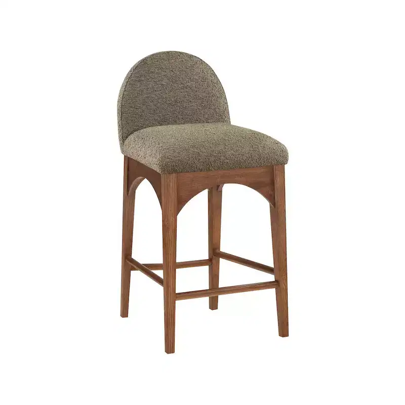 Olive Boucle Fabric Counter Stool