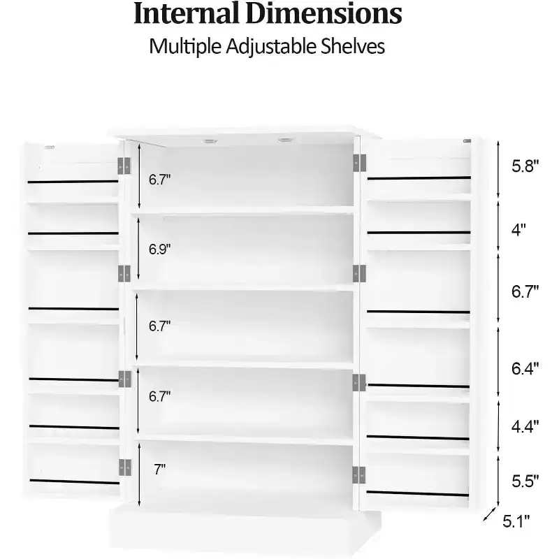 White Kitchen Pantry Cabinet with 2 Doors & Adjustable Shelves – 40.5