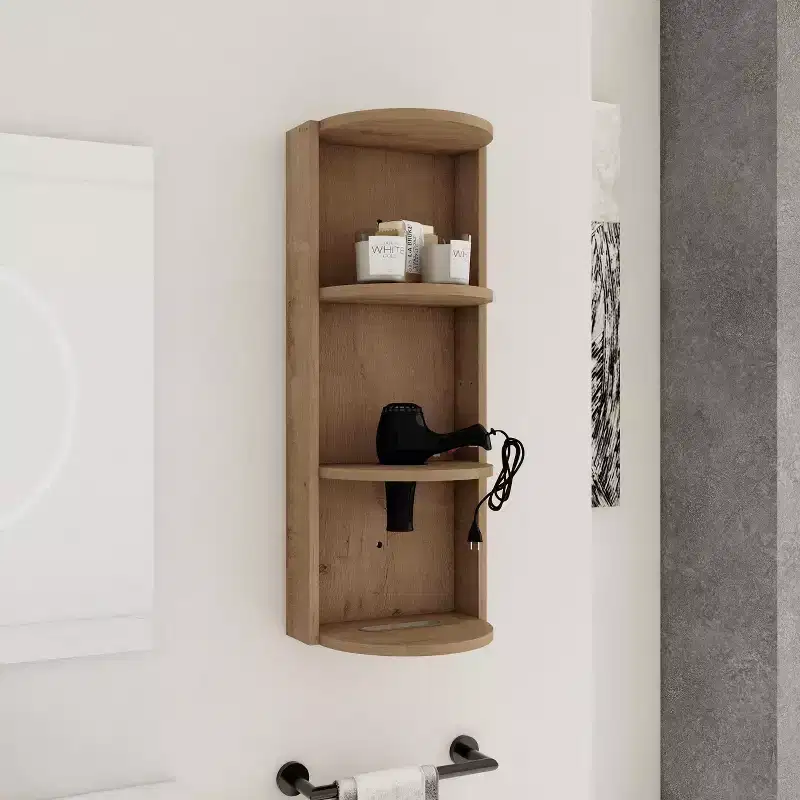 29.5in Bathroom Wall-Mounted Storage Rack, 3-Tier Float Mounting Design, Small Side Cabinet for Placing a Hairdryer and Holding a Tissue Box