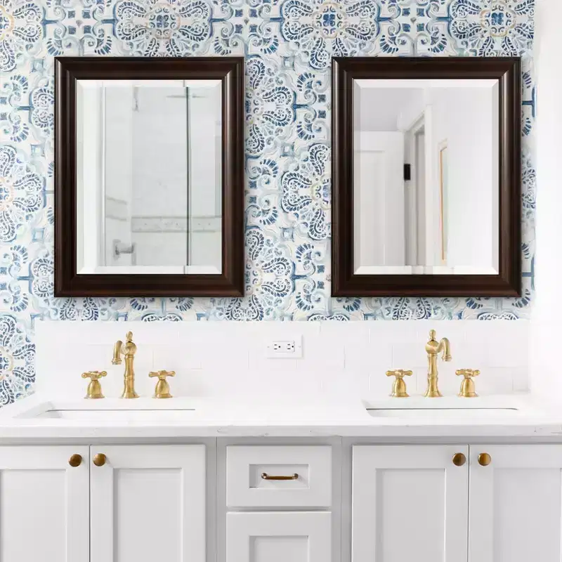 Rectangle Bathroom Wall Mirror – Espresso Stepped Frame, 23.25