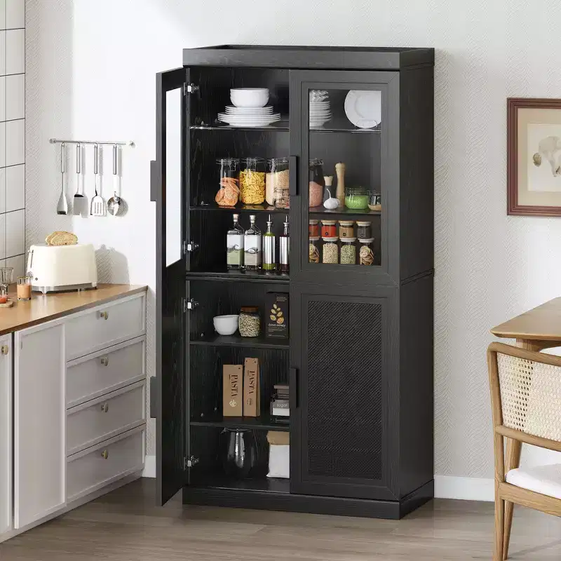 Wood Kitchen Storage Pantry Cabinet with Adjustable Shelves