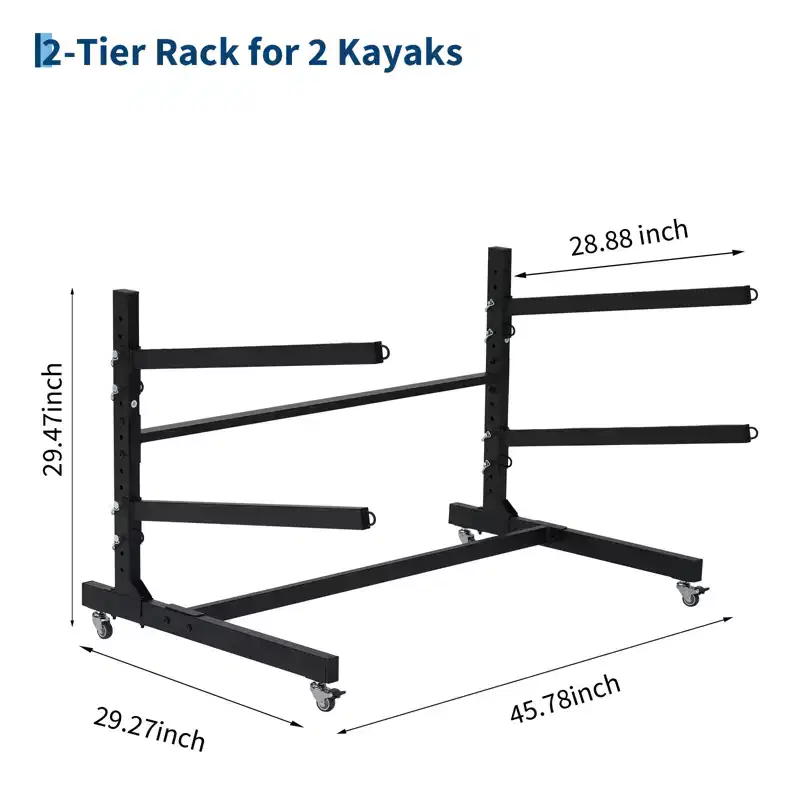Freestanding Kayak Storage Rack with Wheels, Adjustable Kayak Racks for Garage and Outdoor, Kayak Stands for Canoes, Kayaks, SUP and Surfboards
