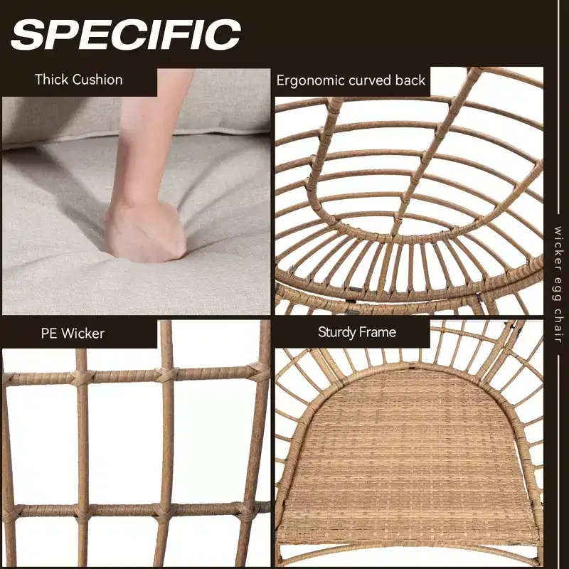 UPTIOT Egg Patio Chair with Cushions