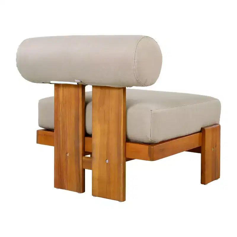 Christopher Knight Home Kavya Modern Acacia Upholstered Patio Club Chairs (Set of 2)