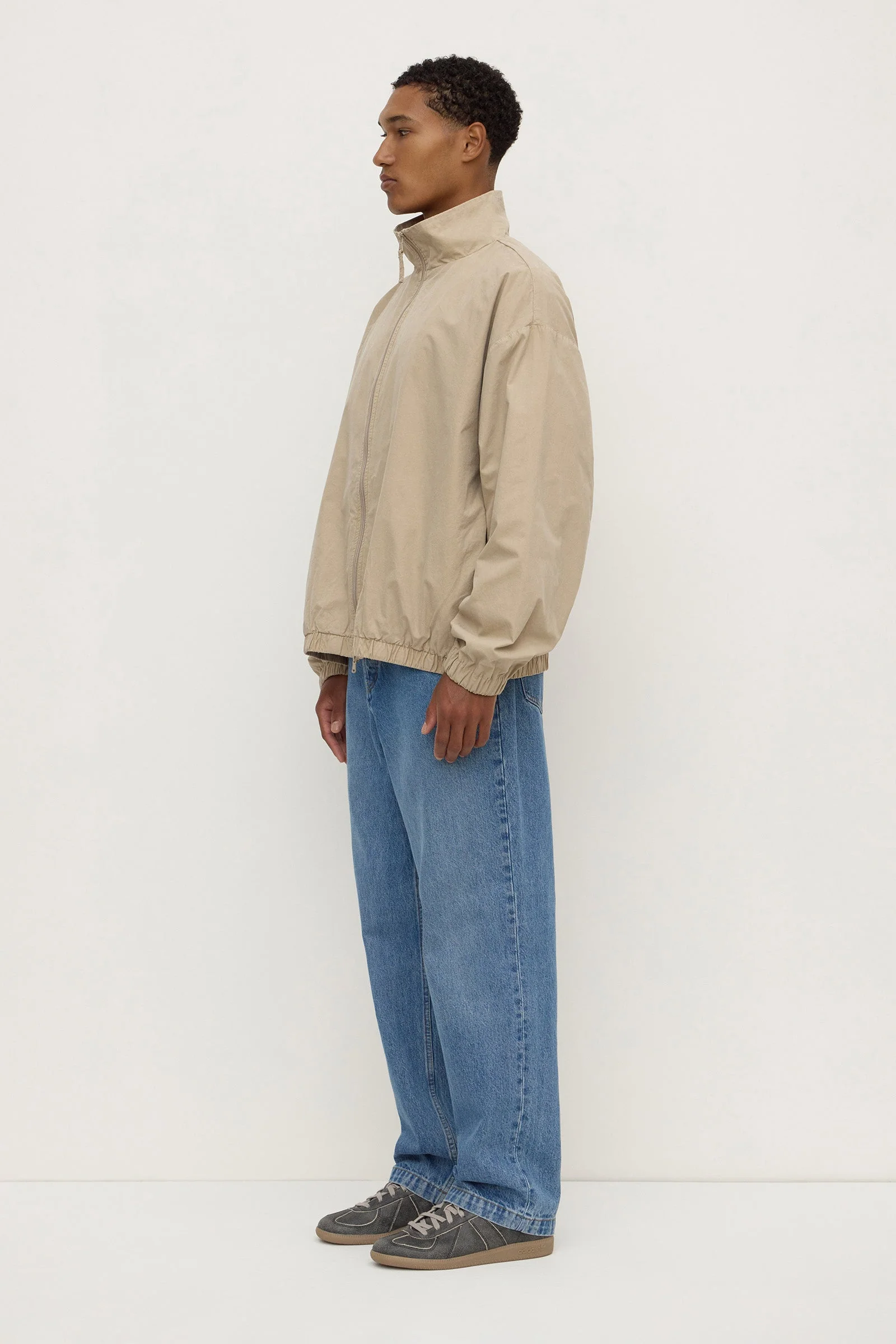Ash Grey Cotton Stand Collar Jacket