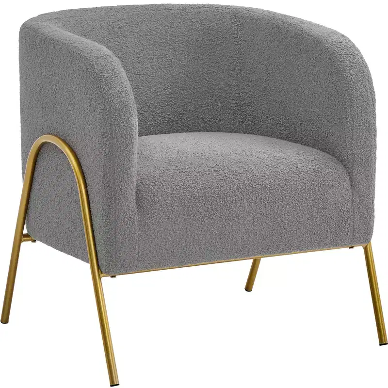 Contemporary Boucle Barrel Accent Armchair for Living Room or Bedroom