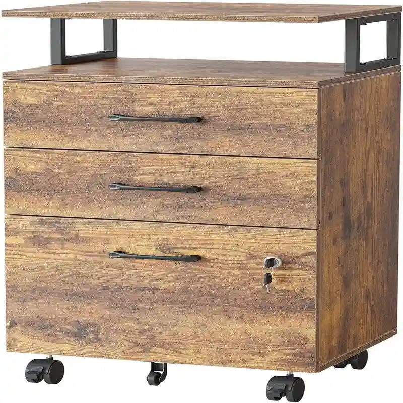 3-Drawer Rolling Filing Cabinet - 6.3D x 30.12W x 21.65H