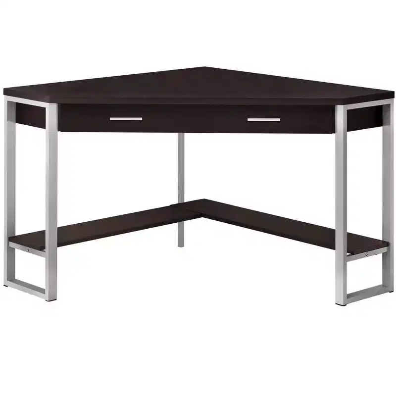 42 Taupe and Silver Corner Computer Desk