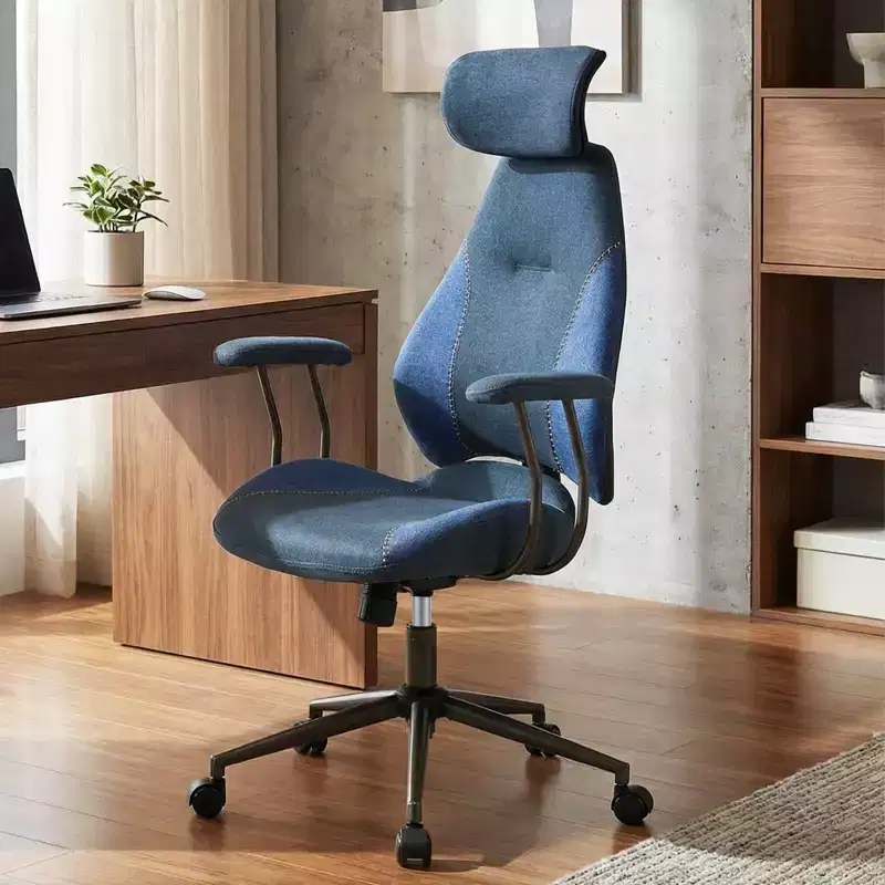 Ergonomic Office Chair with 2D Headrest, Rocking Backrest & Wheels, Gaming Chair Blue/Brown & Beige/Gray & Blue