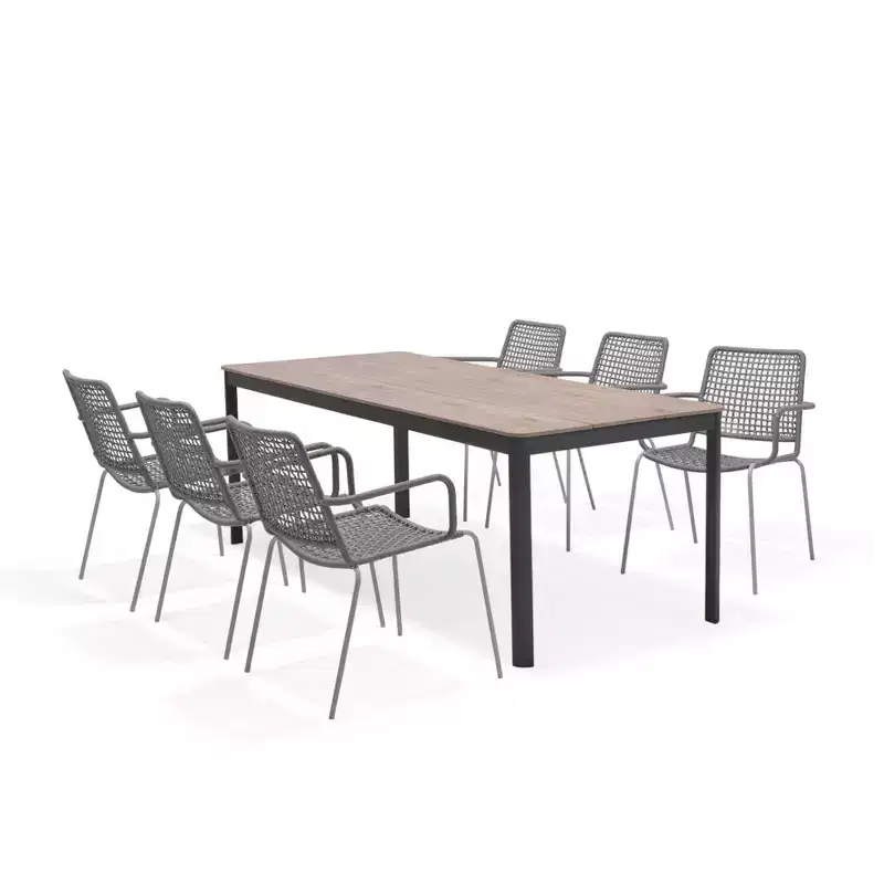 Amazonia Bahia 7pc Aluminum Rectangular Patio Dining Set Gray