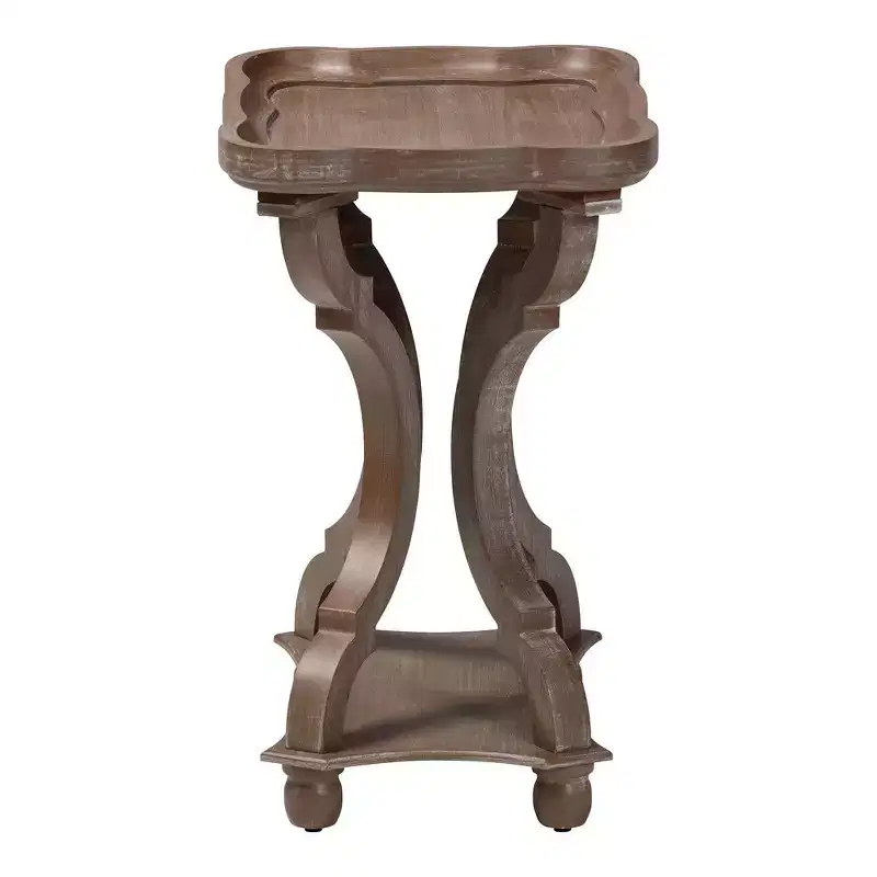 Wood End Table, Antique Brown, Mid-Century Style Side Table for Living Room & Bedroom