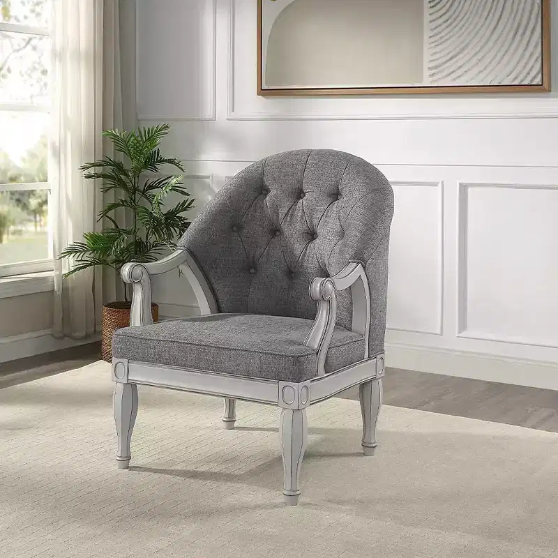 31 Florian Accent Chair: Tufted, Cotton Upholstery, No Assembly - Acme Furniture