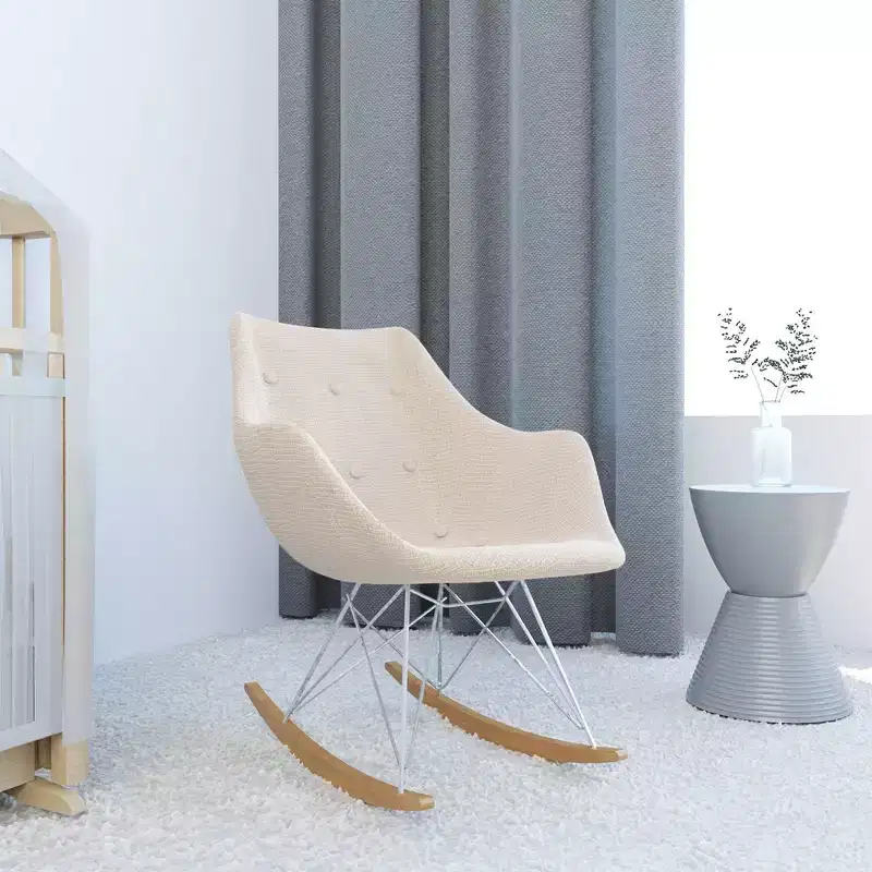 Willow Nursery Rocking Chair, Ash Wood Base, Twill/Velvet Upholstery