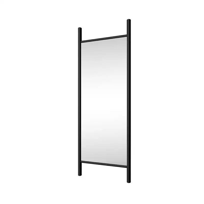HomeRoots 63 Black Wood Leaning Ladder Framed Full Length Mirror